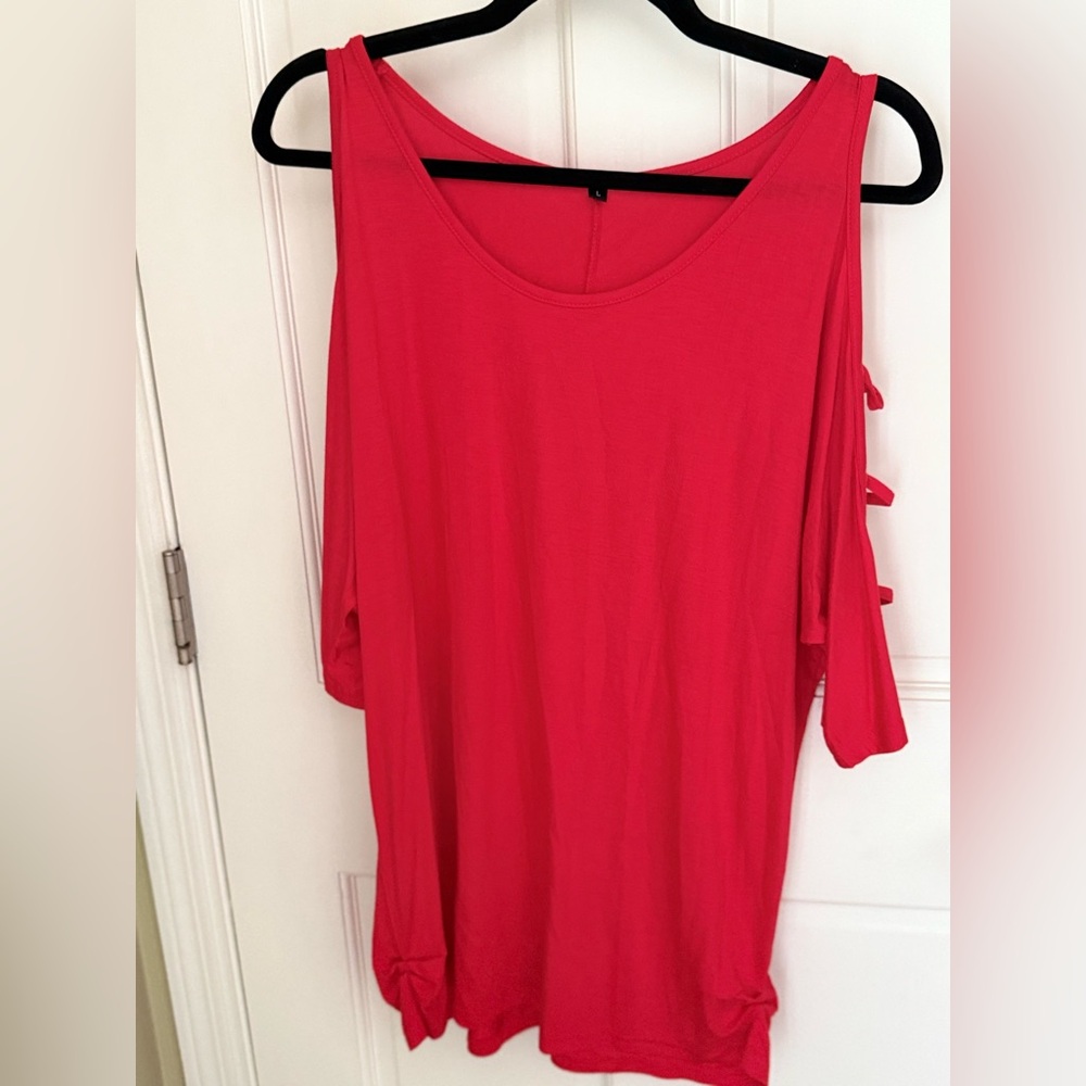 Source Unknown Vibrant Red Off-Shoulder Blouse